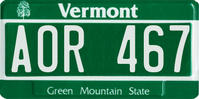 VT license plate AOR467