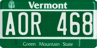 VT license plate AOR468