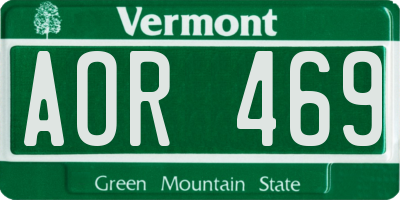 VT license plate AOR469