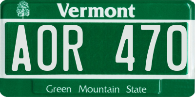 VT license plate AOR470