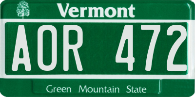 VT license plate AOR472