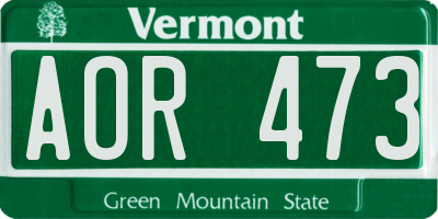 VT license plate AOR473