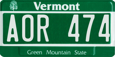 VT license plate AOR474