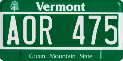 VT license plate AOR475