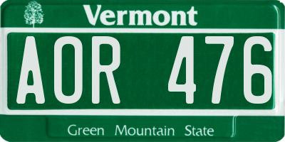 VT license plate AOR476