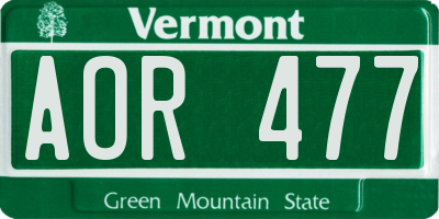 VT license plate AOR477