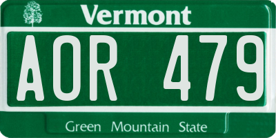 VT license plate AOR479
