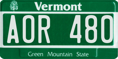 VT license plate AOR480