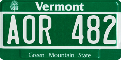 VT license plate AOR482