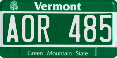 VT license plate AOR485