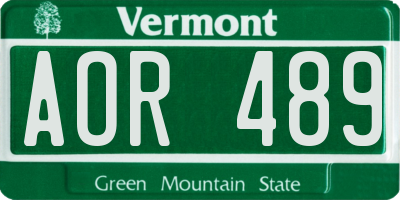 VT license plate AOR489