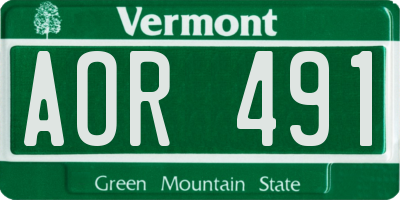 VT license plate AOR491