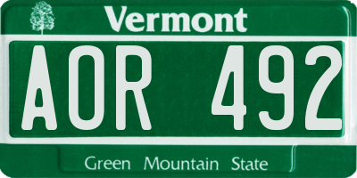 VT license plate AOR492