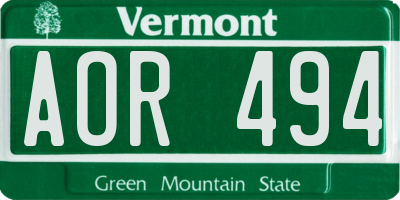 VT license plate AOR494
