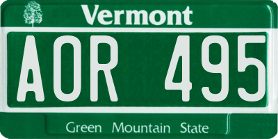 VT license plate AOR495