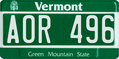 VT license plate AOR496