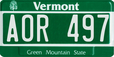VT license plate AOR497