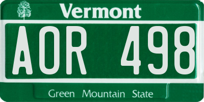 VT license plate AOR498