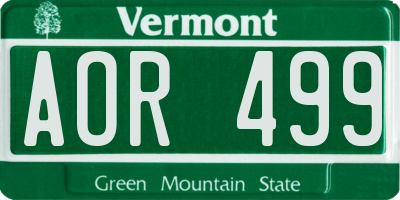 VT license plate AOR499
