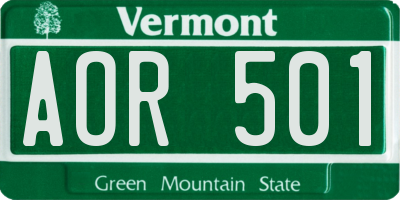 VT license plate AOR501