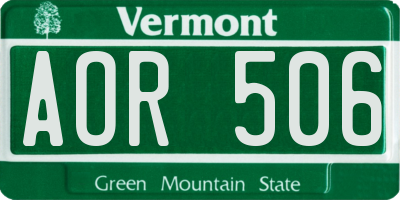 VT license plate AOR506