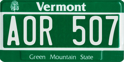 VT license plate AOR507