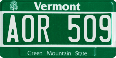 VT license plate AOR509