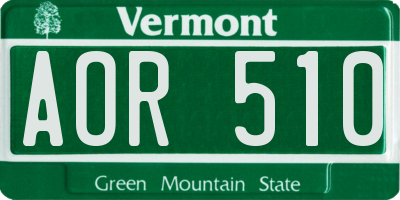 VT license plate AOR510
