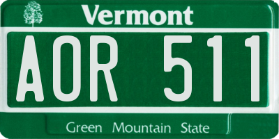 VT license plate AOR511