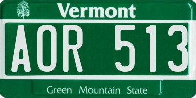 VT license plate AOR513