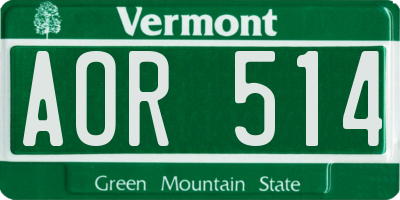 VT license plate AOR514