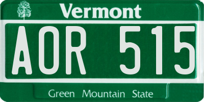 VT license plate AOR515