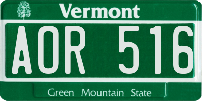 VT license plate AOR516