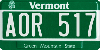 VT license plate AOR517