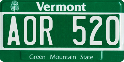 VT license plate AOR520