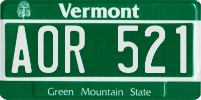 VT license plate AOR521