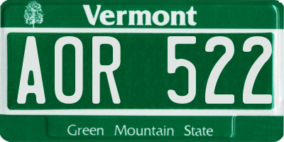 VT license plate AOR522