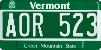 VT license plate AOR523