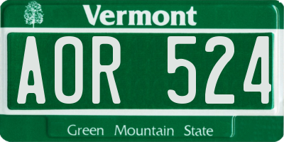 VT license plate AOR524