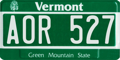 VT license plate AOR527