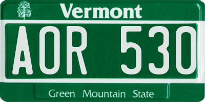 VT license plate AOR530