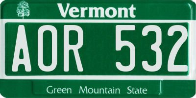 VT license plate AOR532