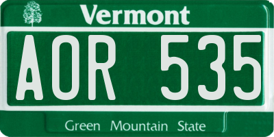 VT license plate AOR535