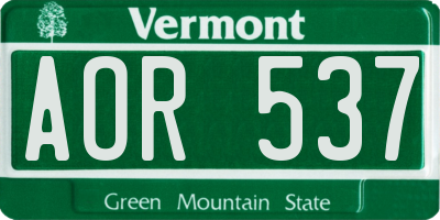 VT license plate AOR537