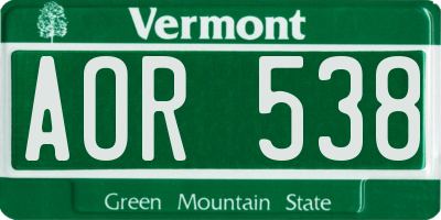 VT license plate AOR538