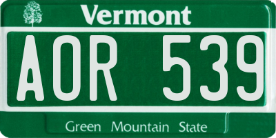 VT license plate AOR539
