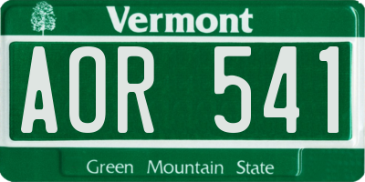 VT license plate AOR541