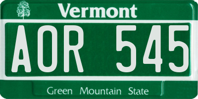 VT license plate AOR545