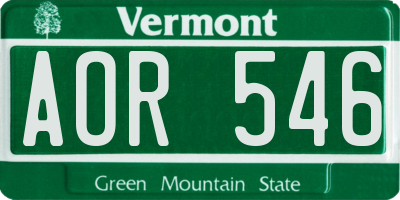 VT license plate AOR546