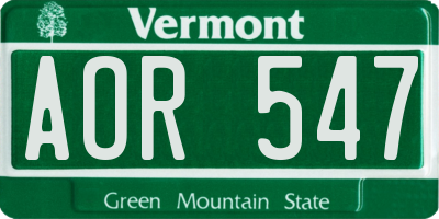 VT license plate AOR547